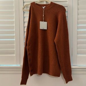 NWT Tibi cutout shoulder pullover sweater in rust orange, XS